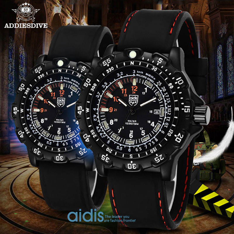 Solar Powered Watch - Addies 군사 시계 특수 부대 야외