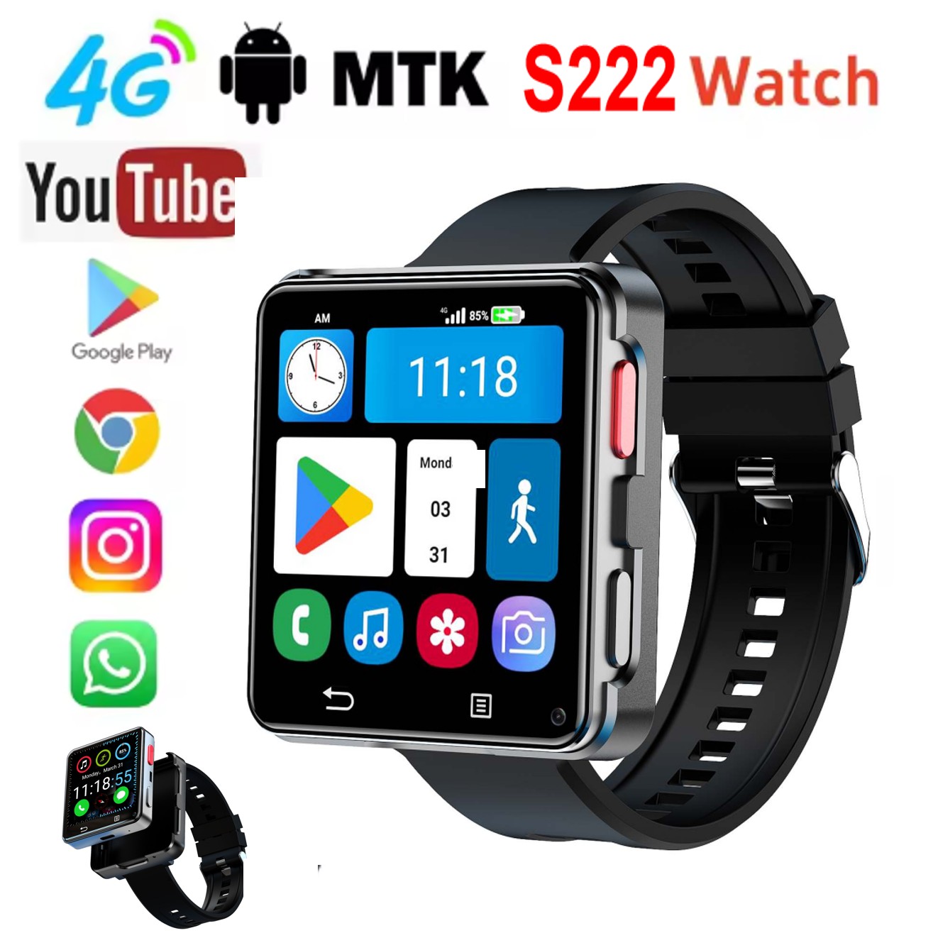 Smartwatch Watches Smart - S222 스마트워치 4G SIM 카드 4GB