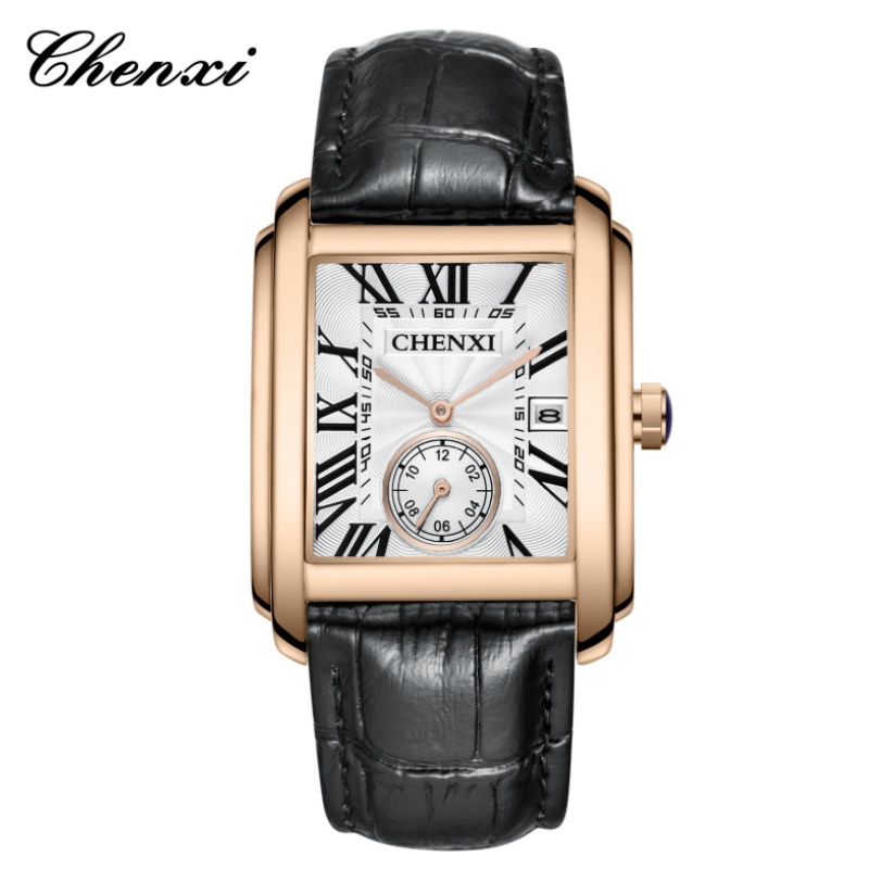 Smartwatch Watches For Men Brands - CHENXI 남성용 클래식 스퀘어 브라운 가죽