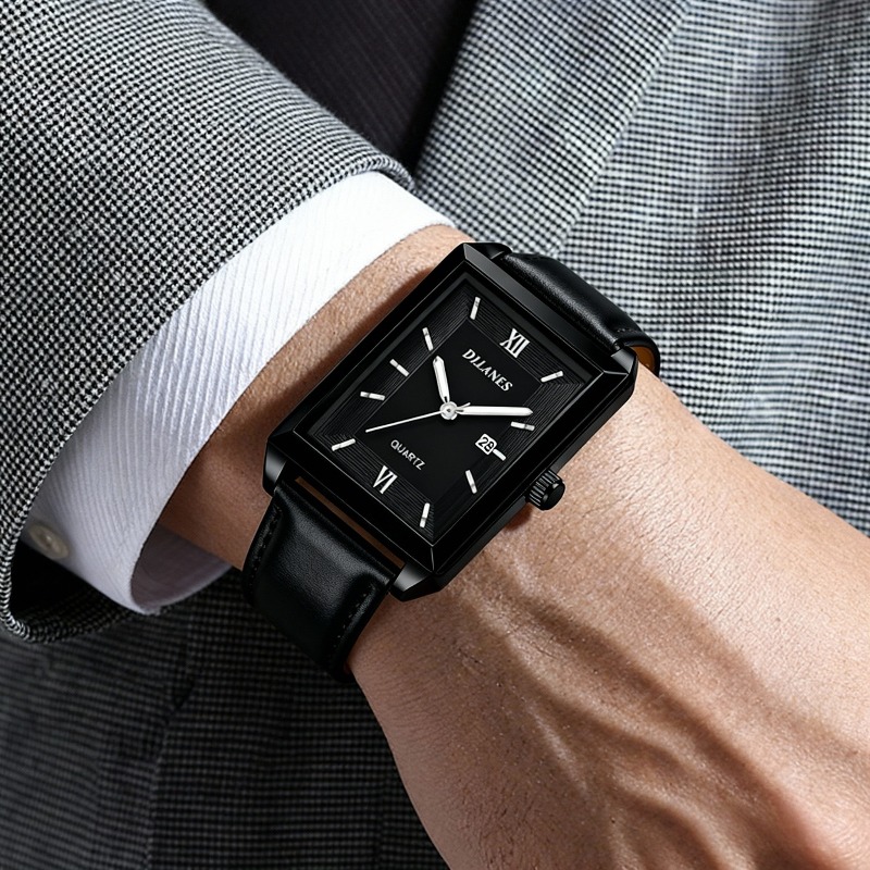 Smartwatch Branded Watches For Men - 캐주얼 가죽 남성용 시계 패션 스퀘어