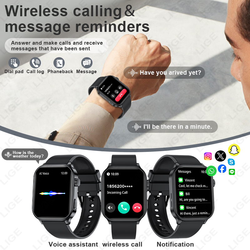 LIGE 오리지널 스마트워치 남녀공용 무선 통화 음성  - Smartwatch Health Watches For Women 리뷰 및 가격
