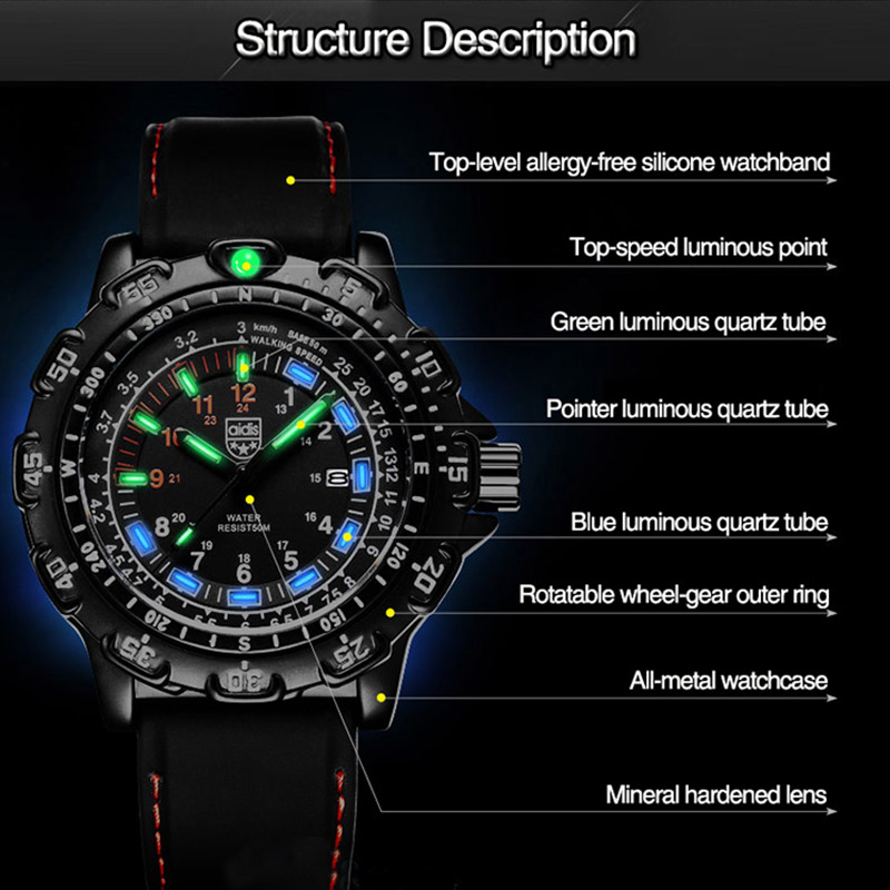 Addies 군사 시계 특수 부대 야외 스포츠 빛나는  - Solar Powered Watch 리뷰 및 가격