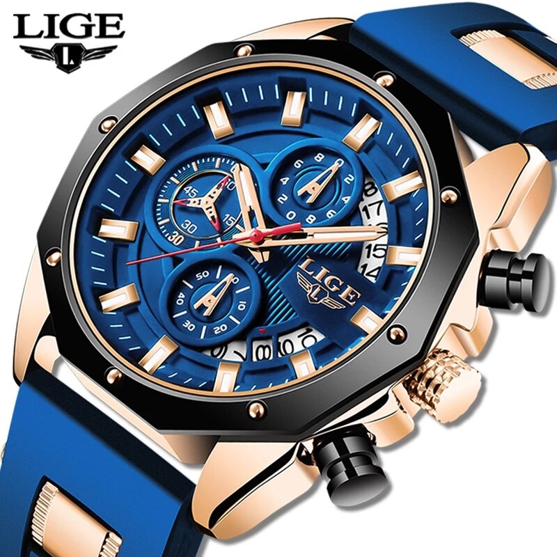 LIGE 패션 남성 시계, 탑 브랜드 럭셔리 실리콘 스 - Smartwatch Watches For Men Brands 리뷰 및 가격