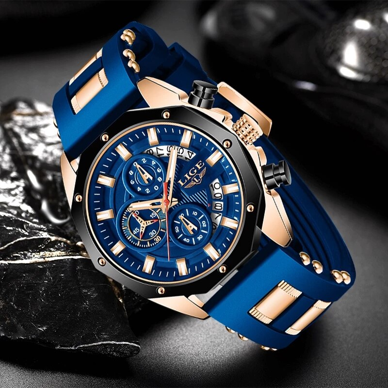 LIGE 패션 남성 시계, 탑 브랜드 럭셔리 실리콘 스 - Smartwatch Watches For Men Brands 리뷰 및 가격