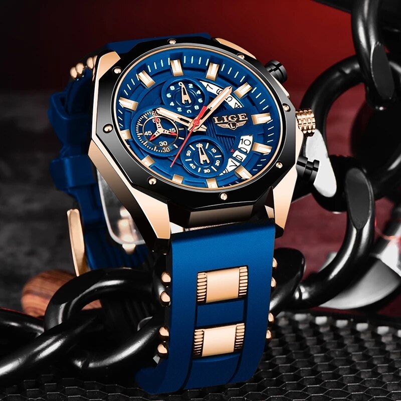 LIGE 패션 남성 시계, 탑 브랜드 럭셔리 실리콘 스 - Smartwatch Watches For Men Brands 리뷰 및 가격