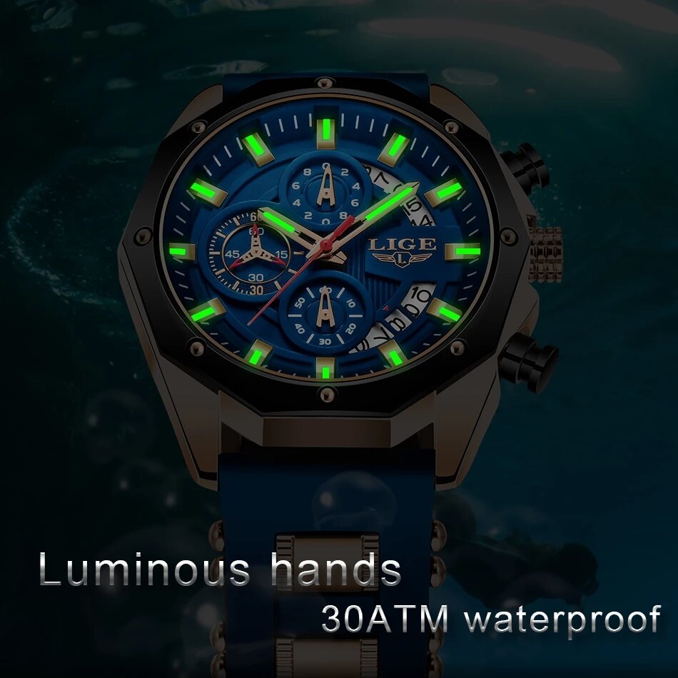 LIGE 패션 남성 시계, 탑 브랜드 럭셔리 실리콘 스 - Smartwatch Watches For Men Brands 리뷰 및 가격