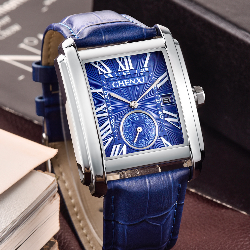 CHENXI 남성용 클래식 스퀘어 브라운 가죽 스트랩  - Smartwatch Watches For Men Brands 리뷰 및 가격