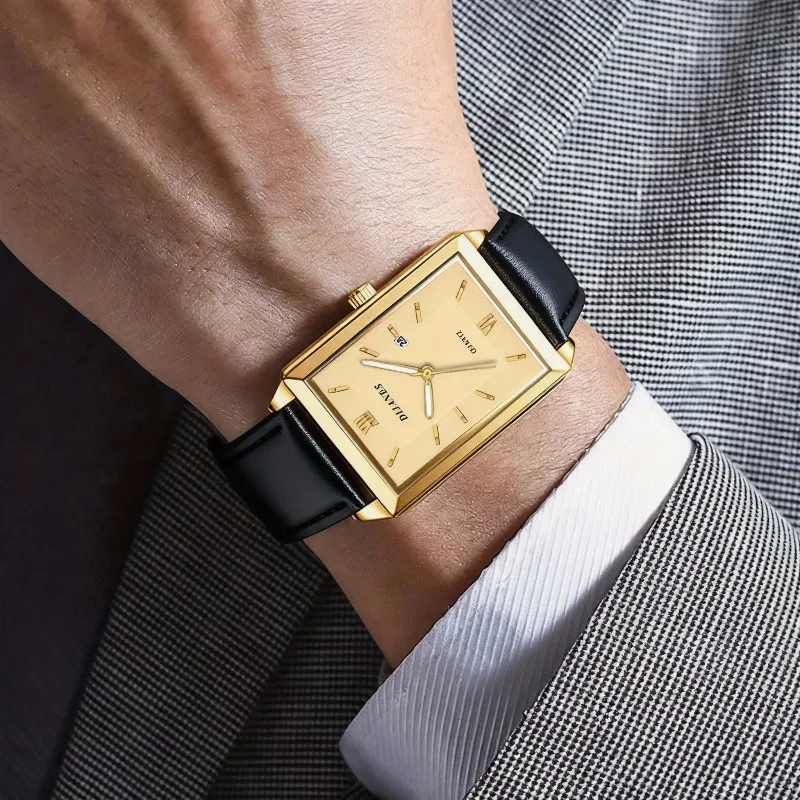 캐주얼 가죽 남성용 시계 패션 스퀘어 쿼츠 시계 남성용 - Smartwatch Branded Watches For Men 리뷰 및 가격